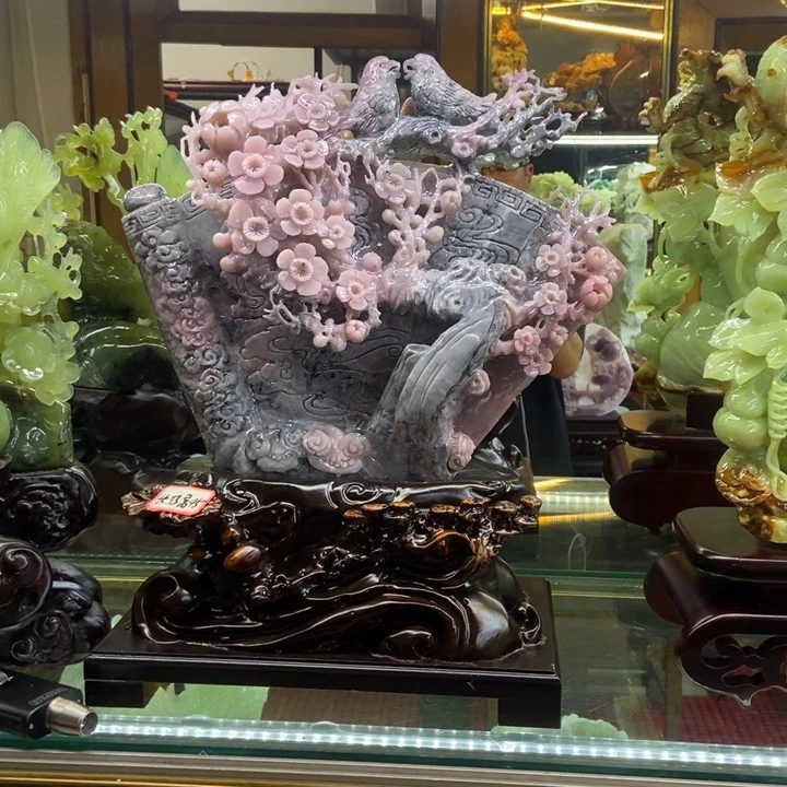 去***星陶瓷天然岫岩玉摆件