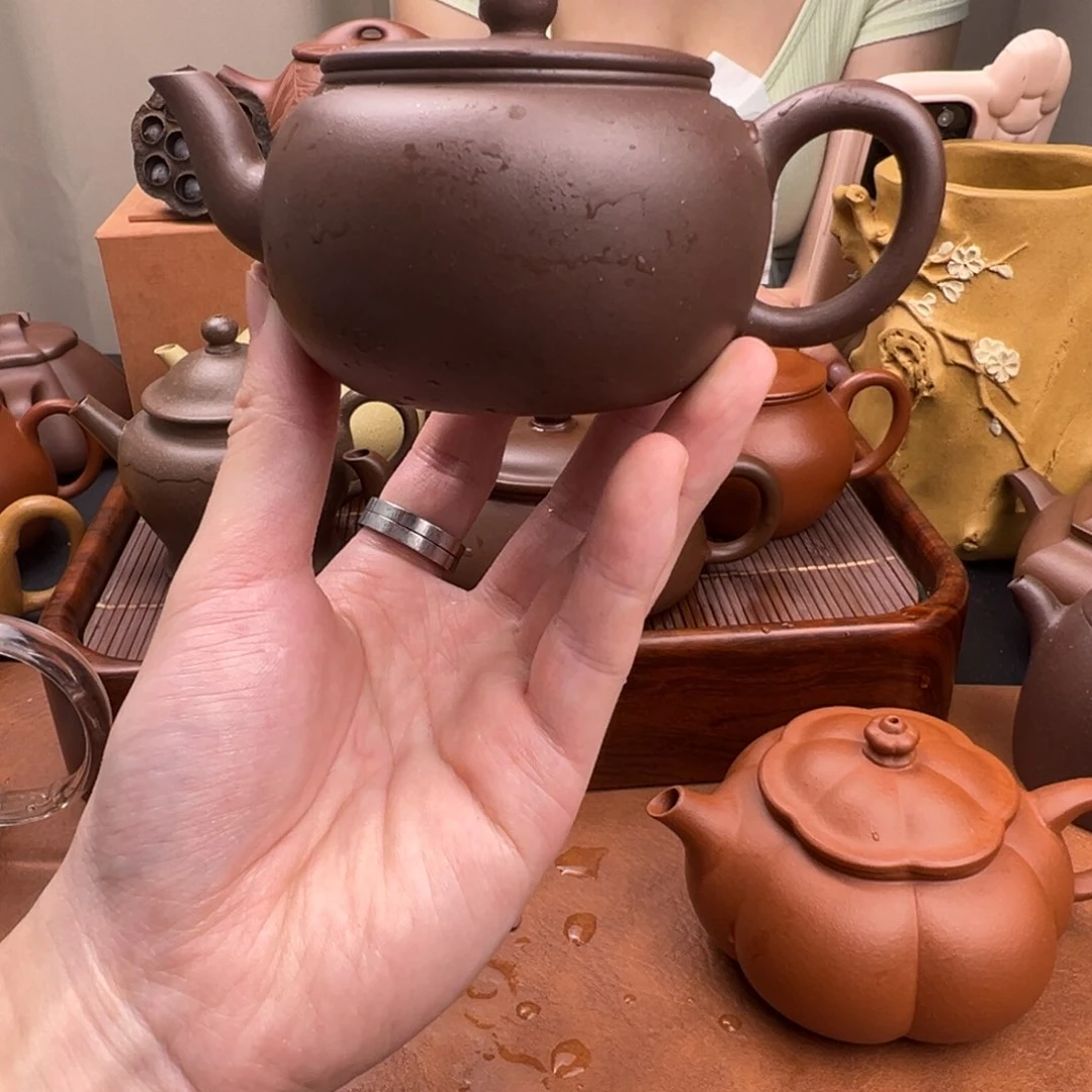 茶壶紫砂平盖莲子 紫泥 150cc