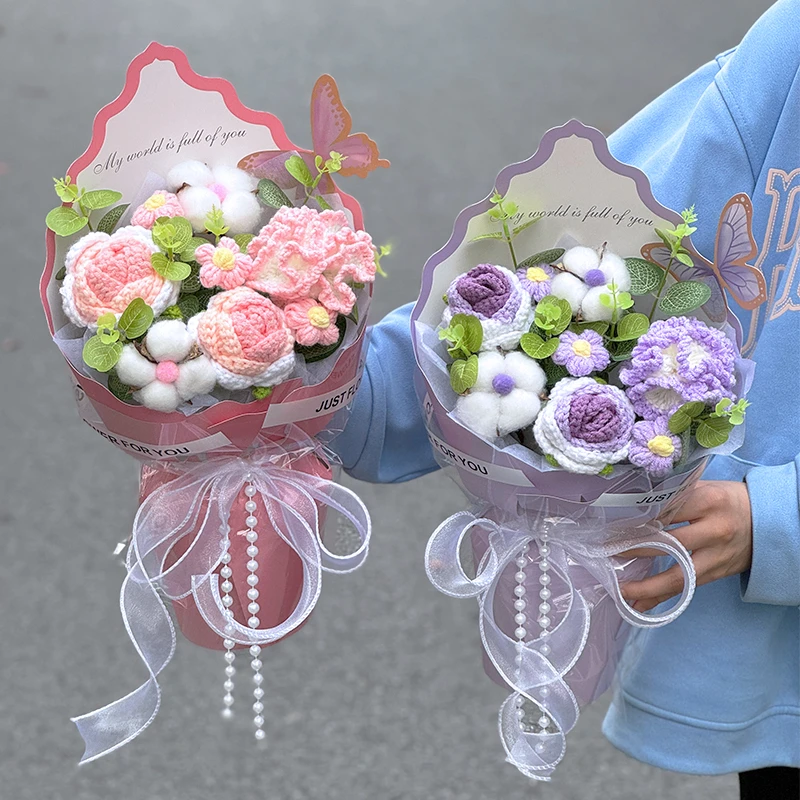 教师节礼物生日女生闺蜜七夕节针织花束手工编织花毛线送妈妈成品