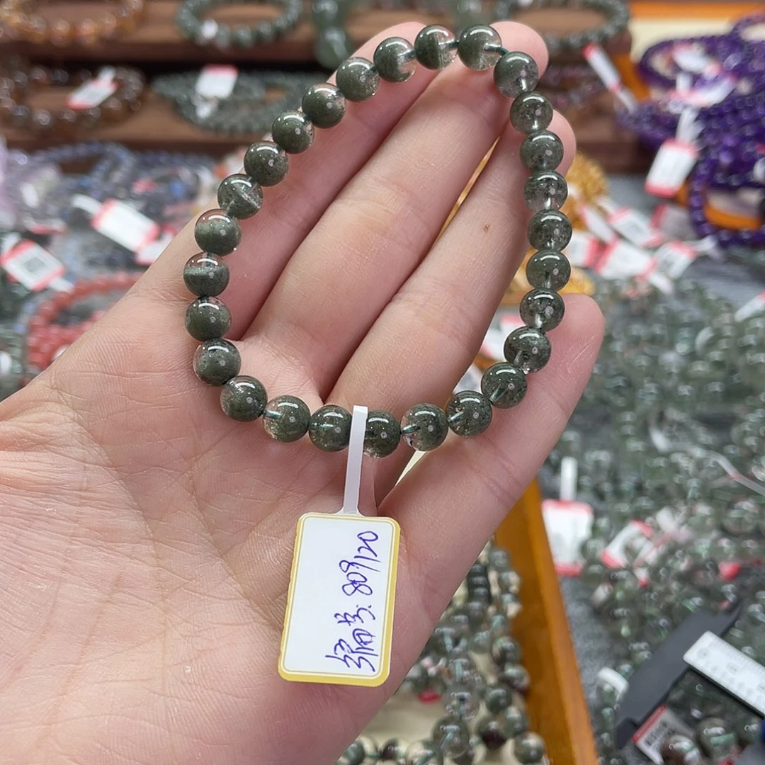 水晶手链未镶嵌小***?绿幽灵7mm