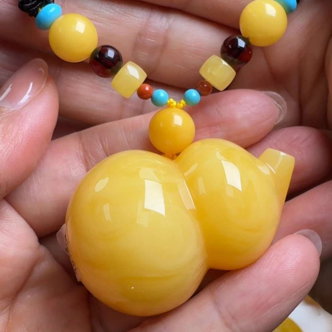 蜜蜡未镶嵌毛衣链无优化无烤色无补胶无覆膜无辐照无煮蜜