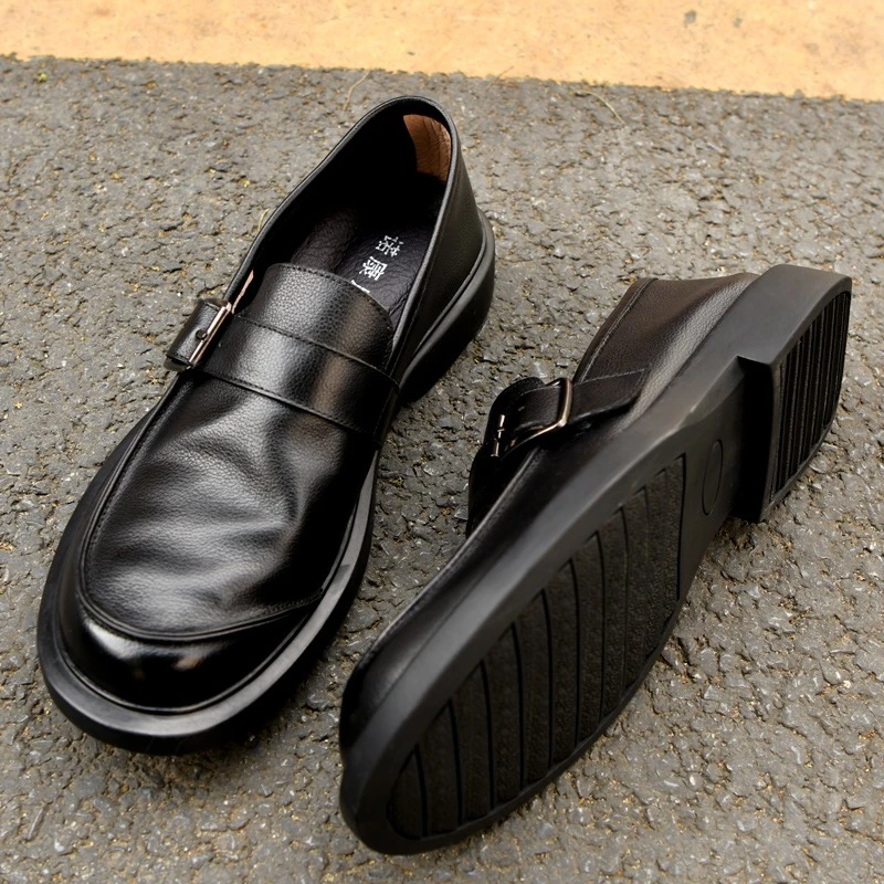 2025时尚百搭单层皮春透气男夏镂空商务休闲鞋休闲鞋圆头软皮皮鞋