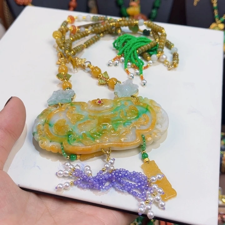翡翠未镶嵌吊坠(赠链)鲤鱼跃龙门
