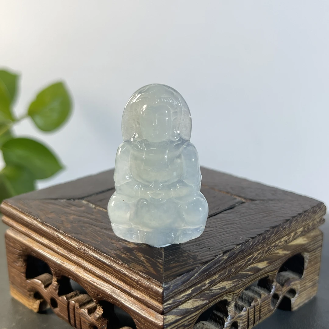 JXB30-65  天然缅甸A货翡翠  正装观音