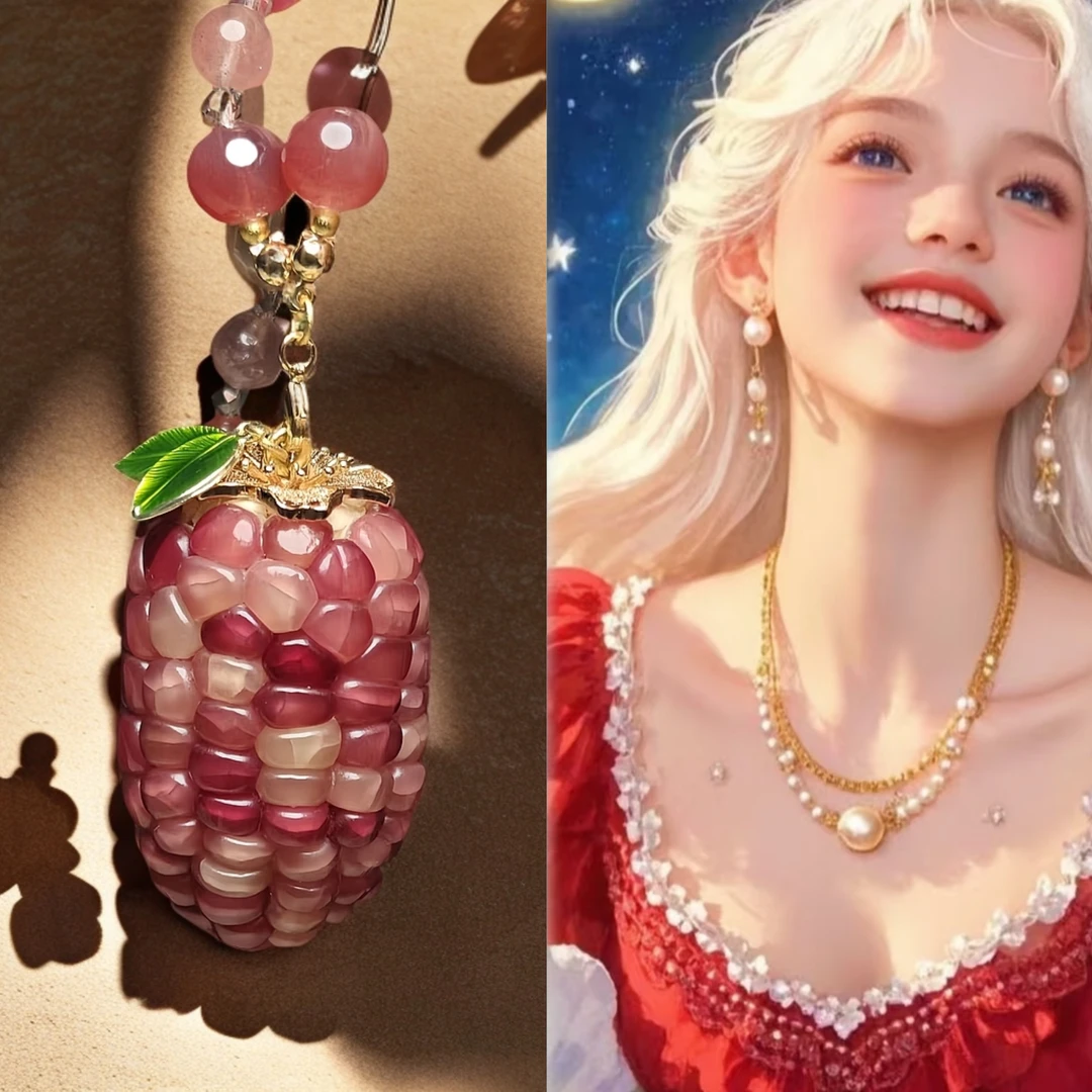 文玩玉米挂件高档大裂大瑕疵款，直播间一物一拍工艺品陶瓷迷你