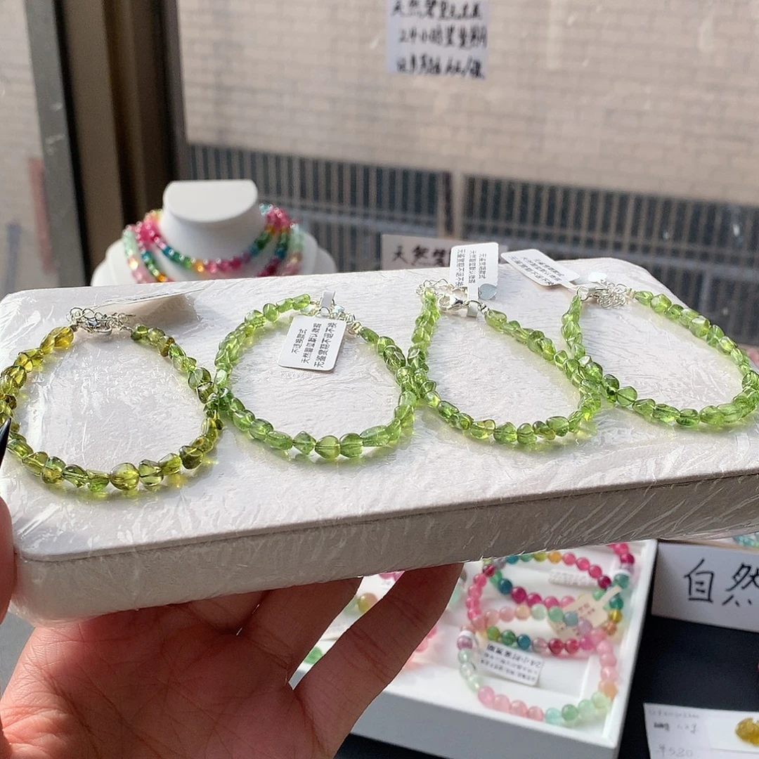 定制碧玺未镶嵌素圈果绿原石随形不退换