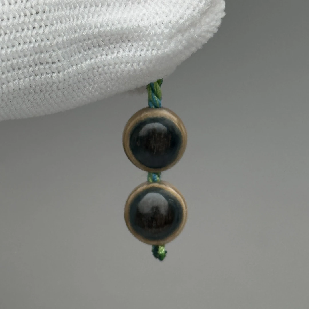 DEZHI/德志8mm一对蓝眼睛天然猛犸牙A221两颗蓝眼睛