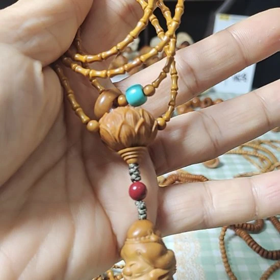 橄榄核手串/手链竹节链+莲花三通+弥勒单籽+素圈跑环