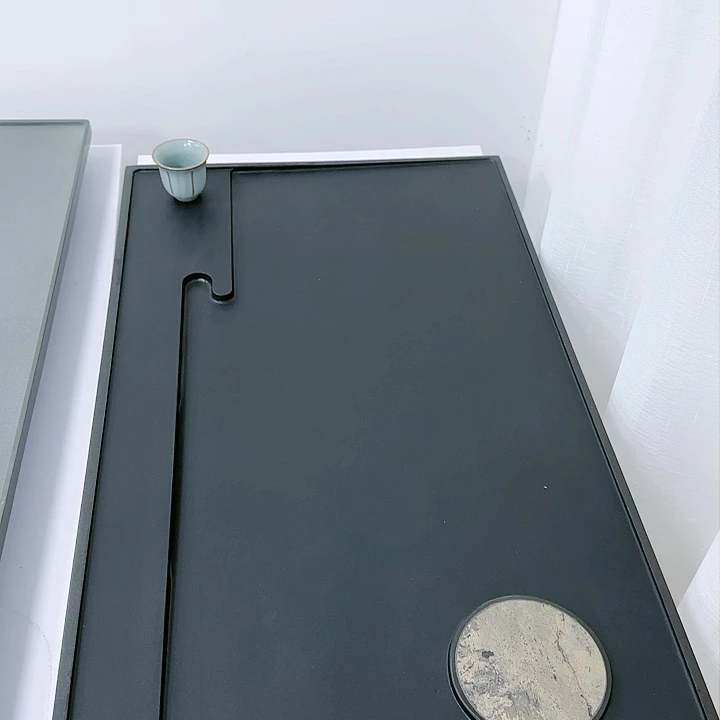 【闪购商品】溢****崔龙喉乌金茶盘 嵌入50X37X3