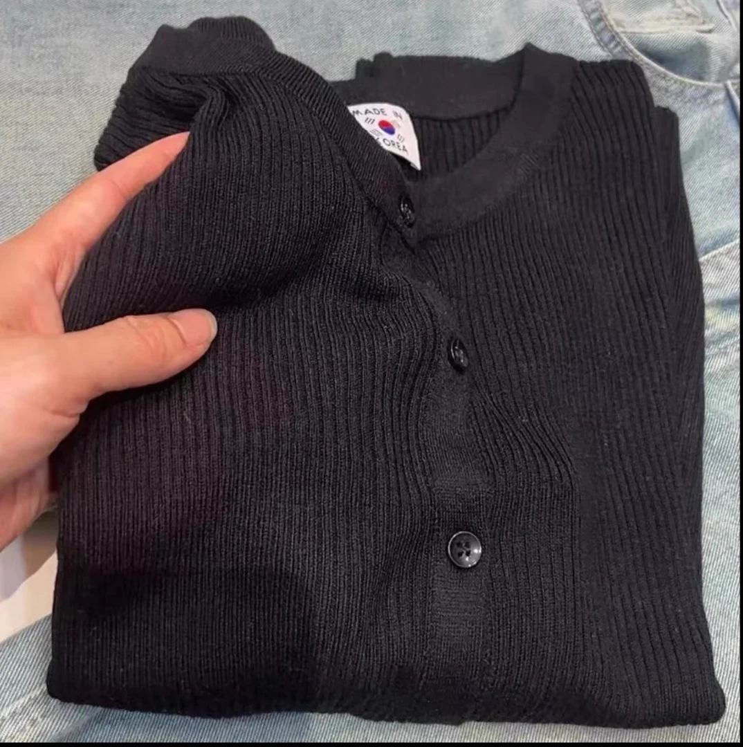 /夜幕 /黑色韩标夏季开衫百搭针织绝美短袖508