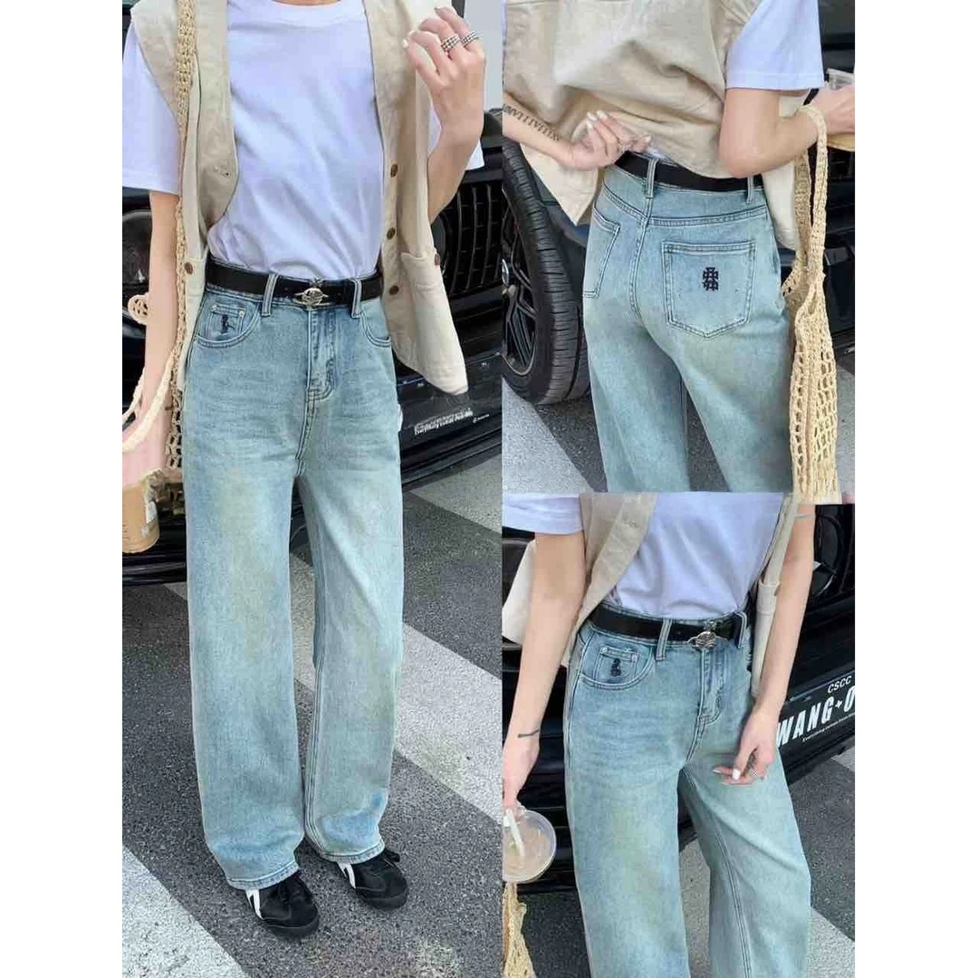 【海南简爱】潮牌设计感后口袋直筒牛仔裤 1507