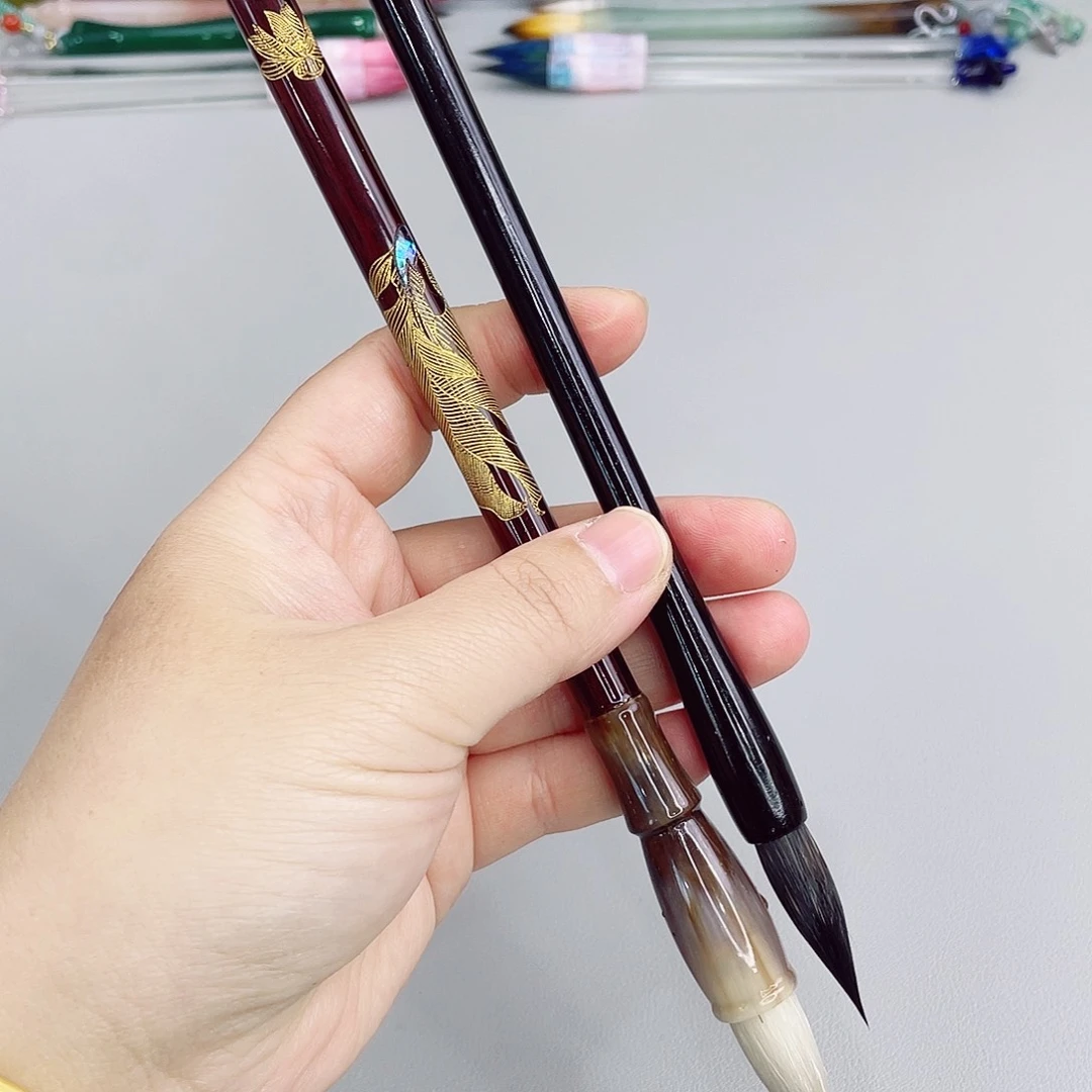 非遗螺钿高端毛笔2支，锦鲤和黑尖中楷