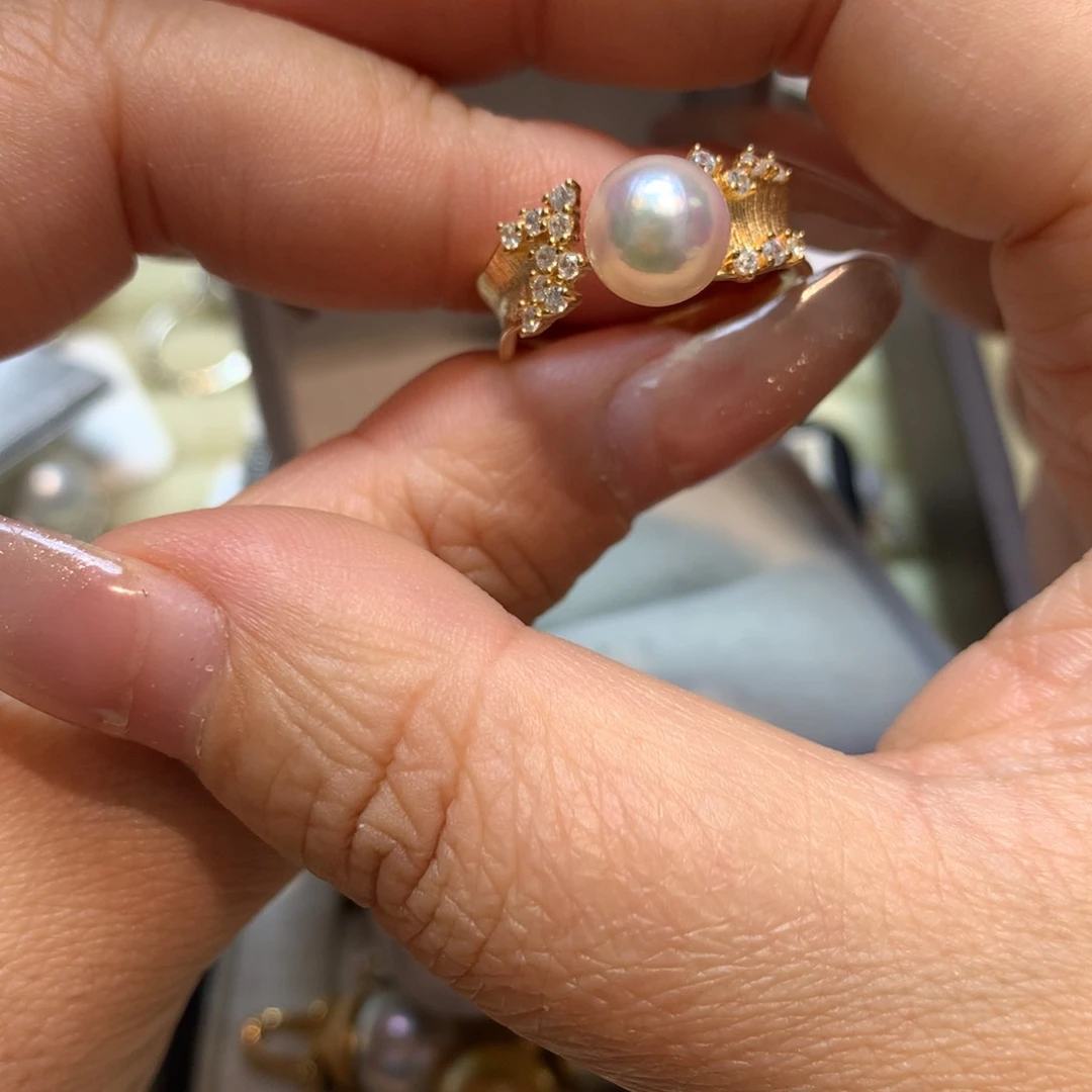 海水珍珠戒指银S925镶嵌