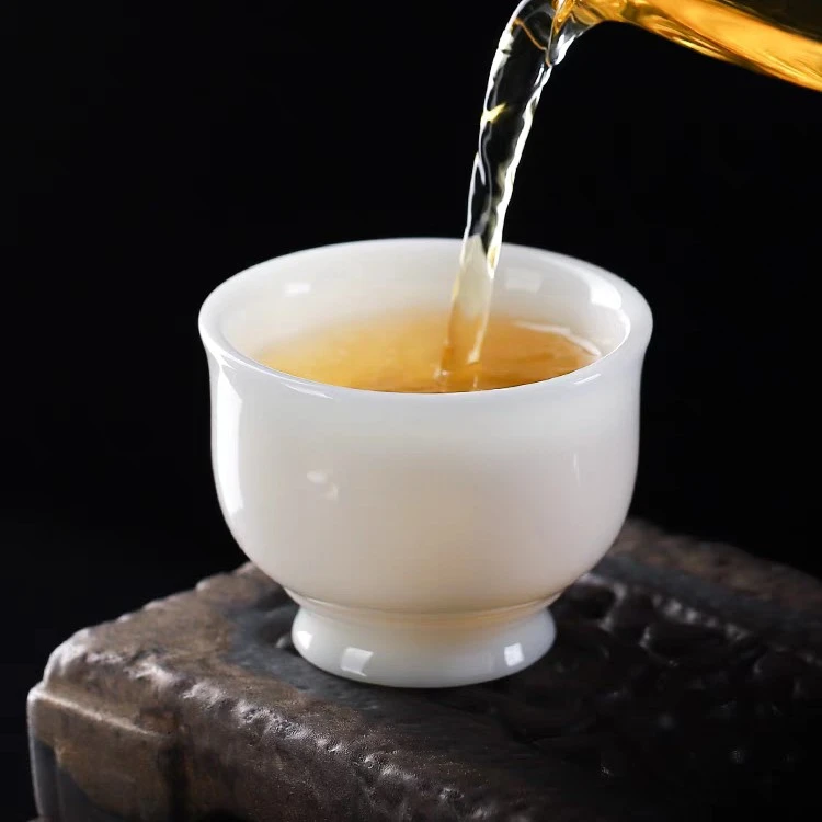 高艺堂青白瓷高脚压手主人杯高端白瓷功夫茶具冰种玉瓷男女专用杯