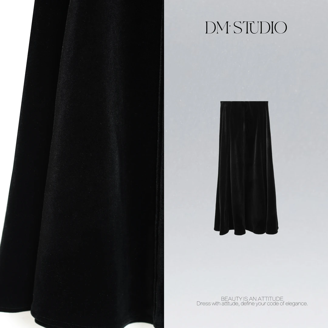 DEDM•STUDIO/精致感减龄显瘦A字丝绒大摆半身裙2510BSQ/KK261019
