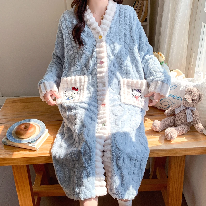 待产裙秋冬季珊瑚绒哺乳睡裙产房产妇出院服加绒加厚月子孕妇睡衣