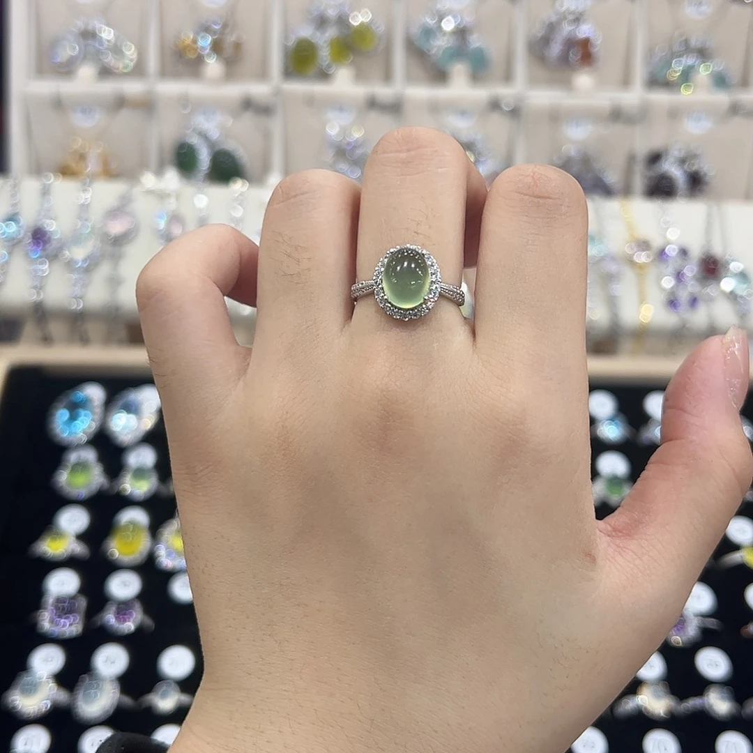 岫玉银S925镶嵌戒指