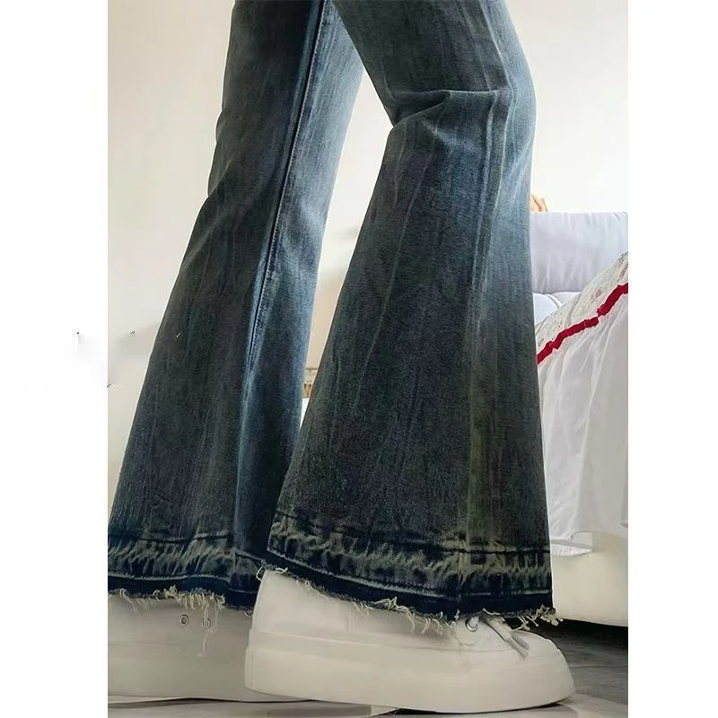 【清仓专属】一件不留！复古毛边不贴腿喇叭裤女无弹