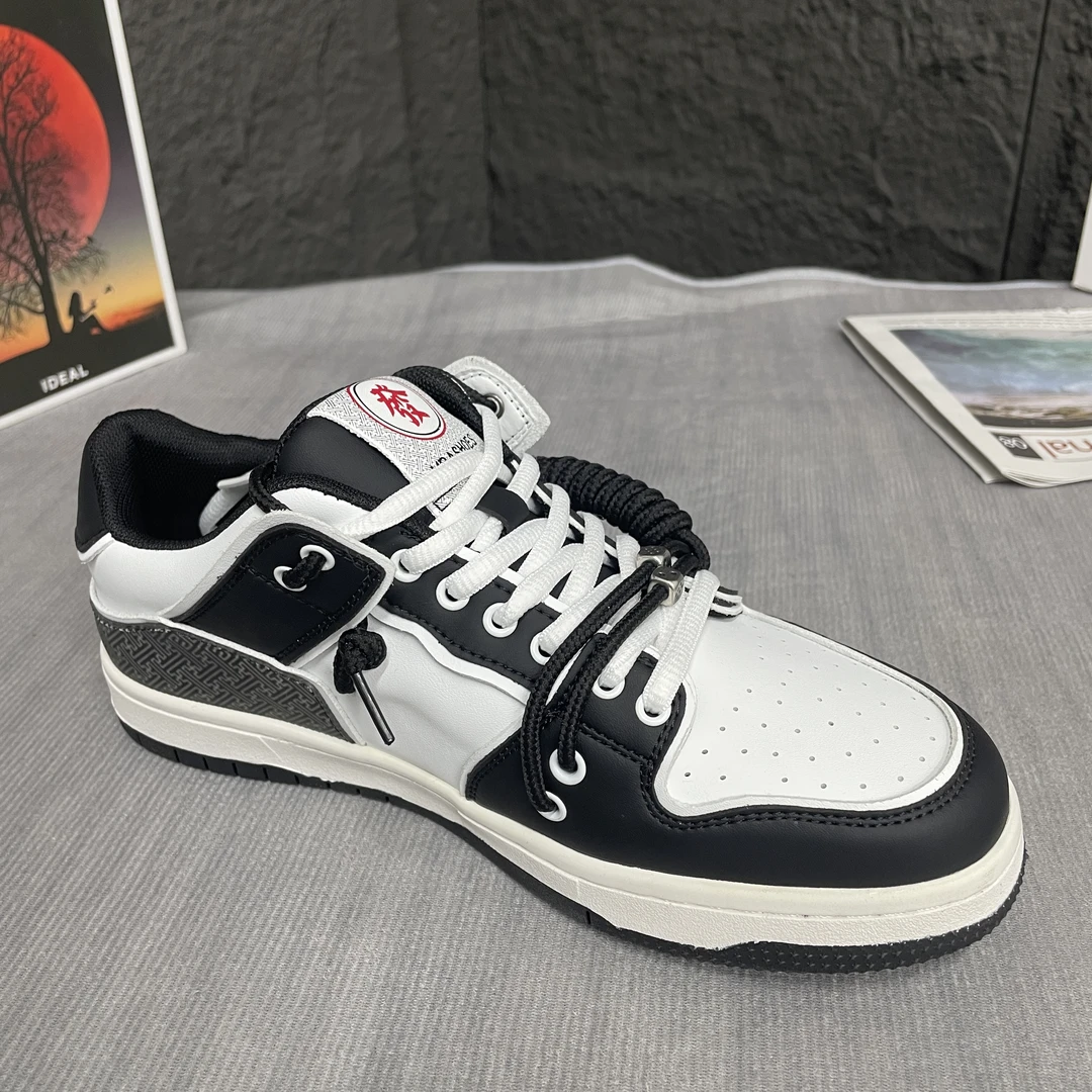 【6045】-板休闲板鞋休闲板鞋轻便透气板鞋平跟青少年系带男鞋