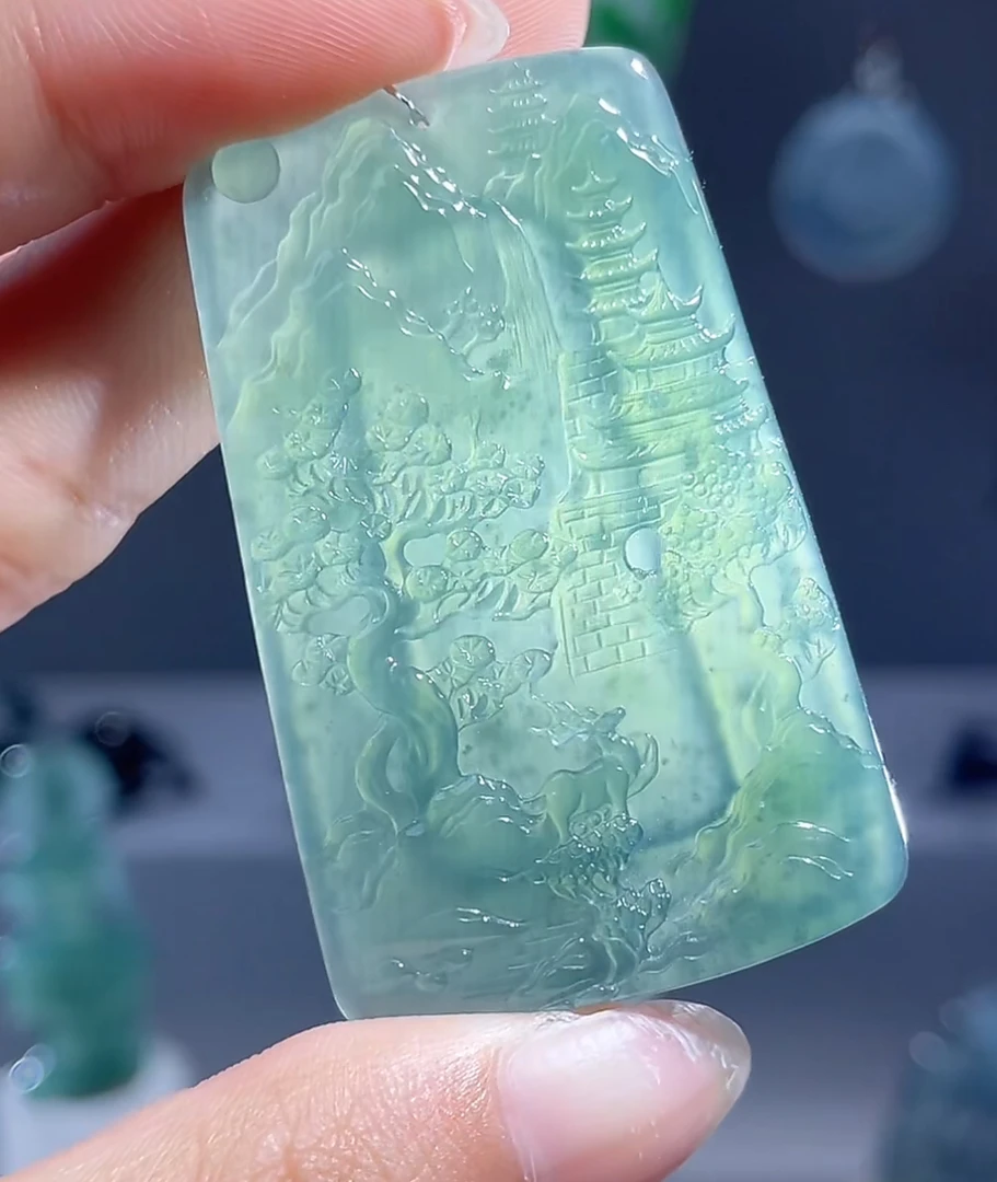 天然A货翡翠山水