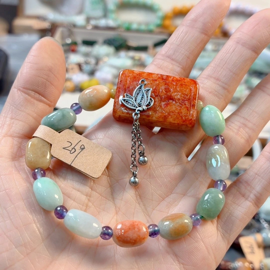 夢***影翡翠未镶嵌颈饰手串