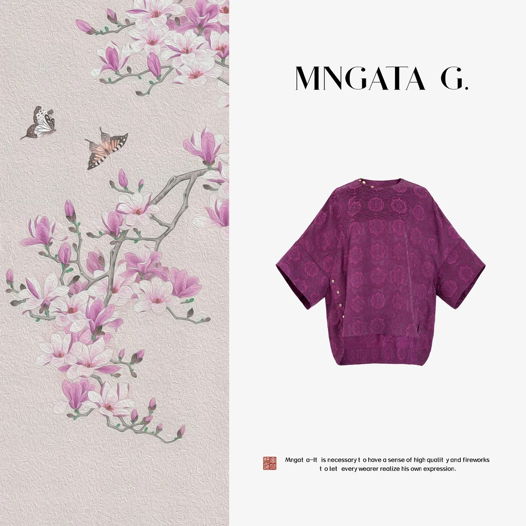 MNGATA G.宫小妍【紫宝相】铜氨丝早秋新中式中国风休闲上衣5070203