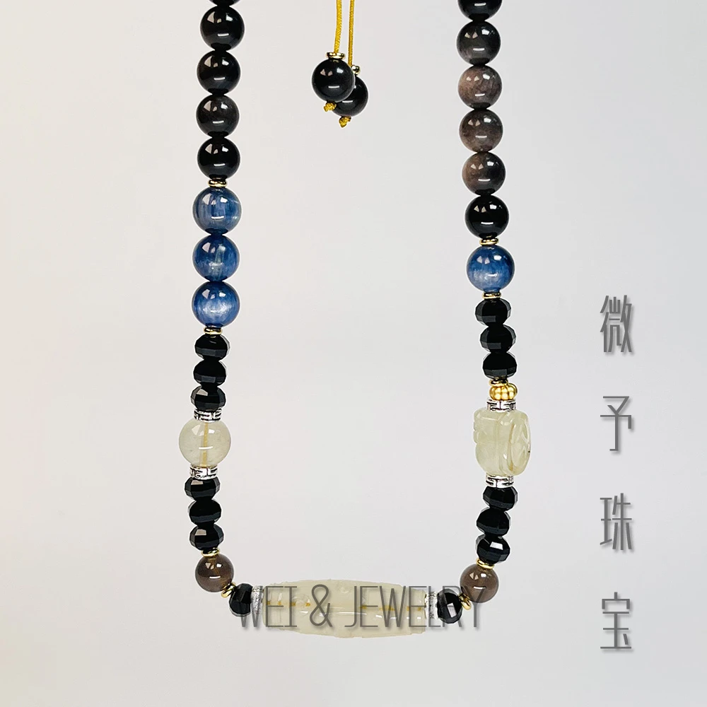 【微予能量】男款磨砂九眼利比亚桶珠包体吊坠暴力招财不指定