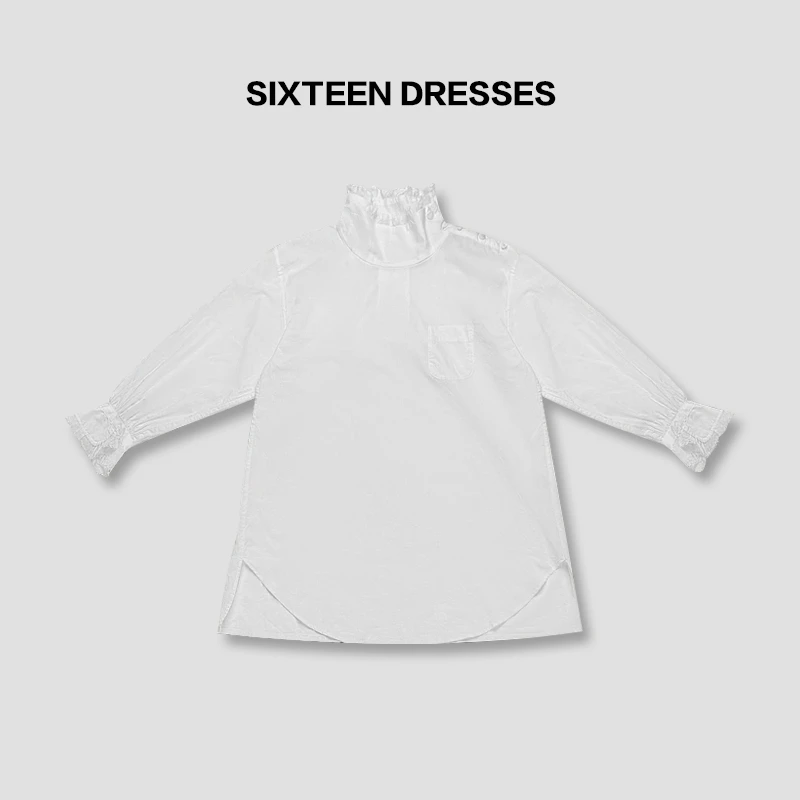 浪漫邂逅120s细薄蕾丝花边立领白衬衫套头简约小众设计感2025女春