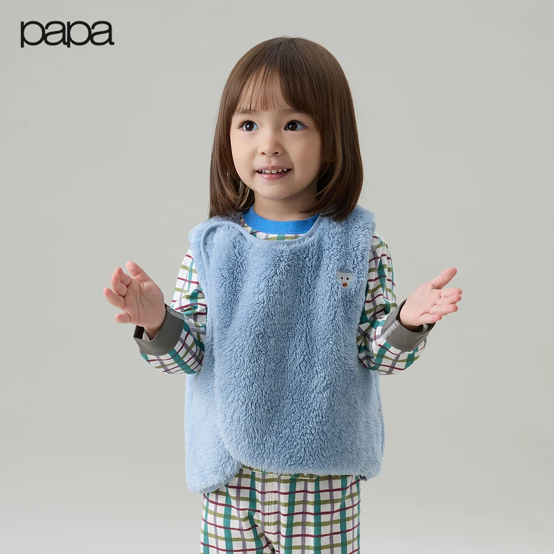 【新品】papa爬爬阳台农场主题系列马甲休闲舒适抱抱绒马甲