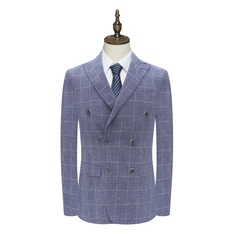 B1600鸟男式春秋西服 两粒双排扣双开衩商务西装 201301