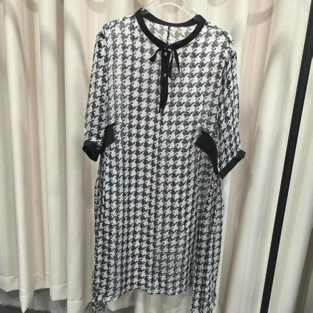 152号83170千鸟格桑蚕丝连衣裙