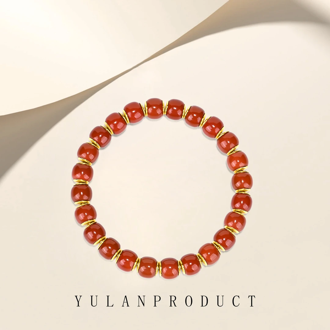 龙虎山界守战甲系列「金盾·红魄」原创设计师-南红手工镶嵌8mm