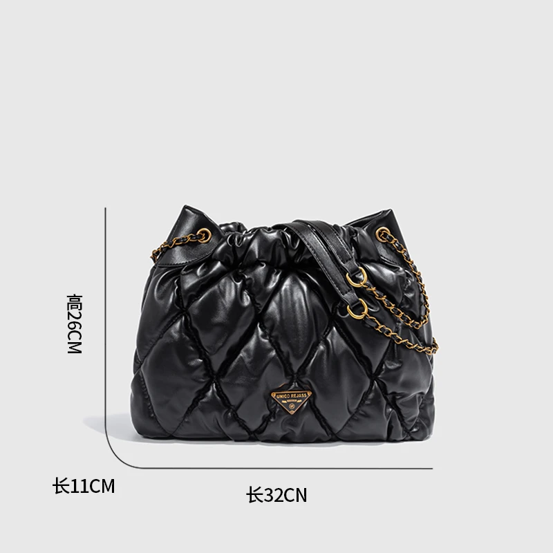 新款复古"垃圾袋"托特手提单肩包黑色-50099