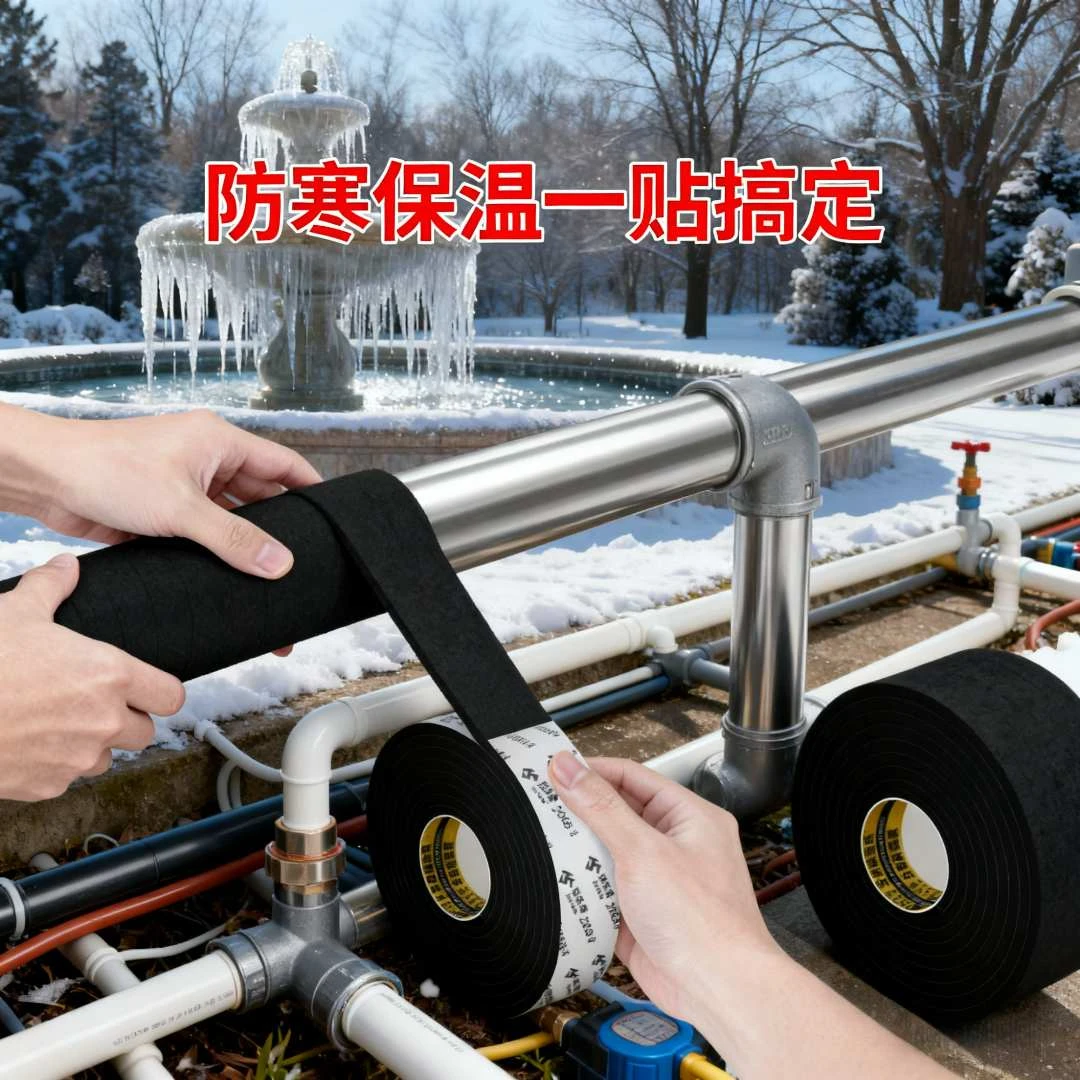 户外水管水龙头保温高密耐冻海绵缠绕冬天空调暖气管防冻保温材料