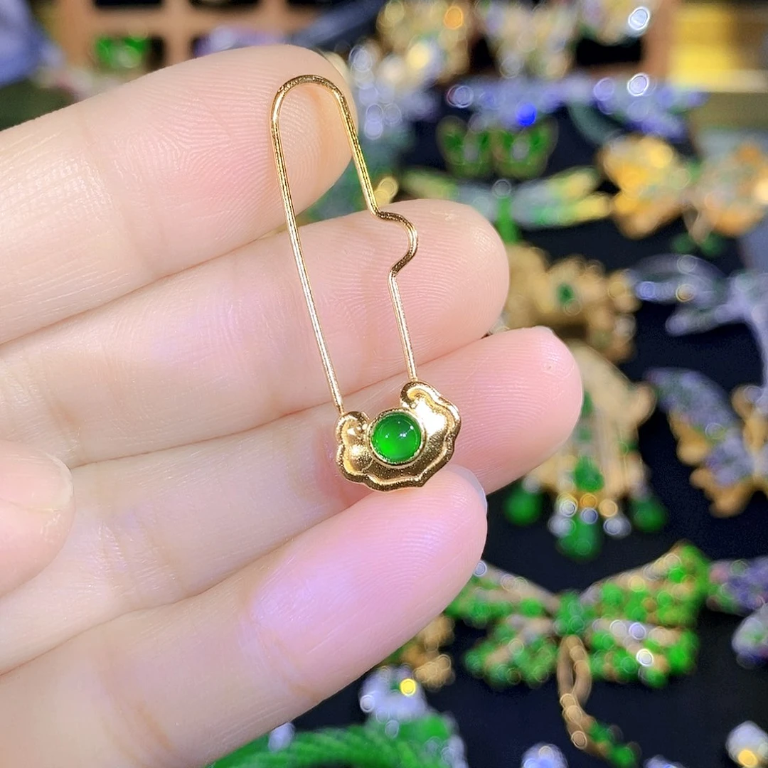 吊坠(不含链)银S925镶嵌翡翠