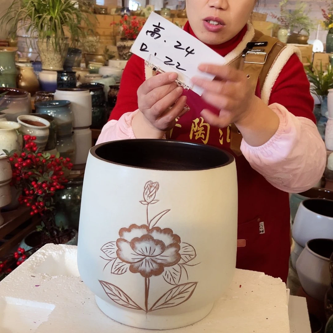 紫砂花盆高度24口径22