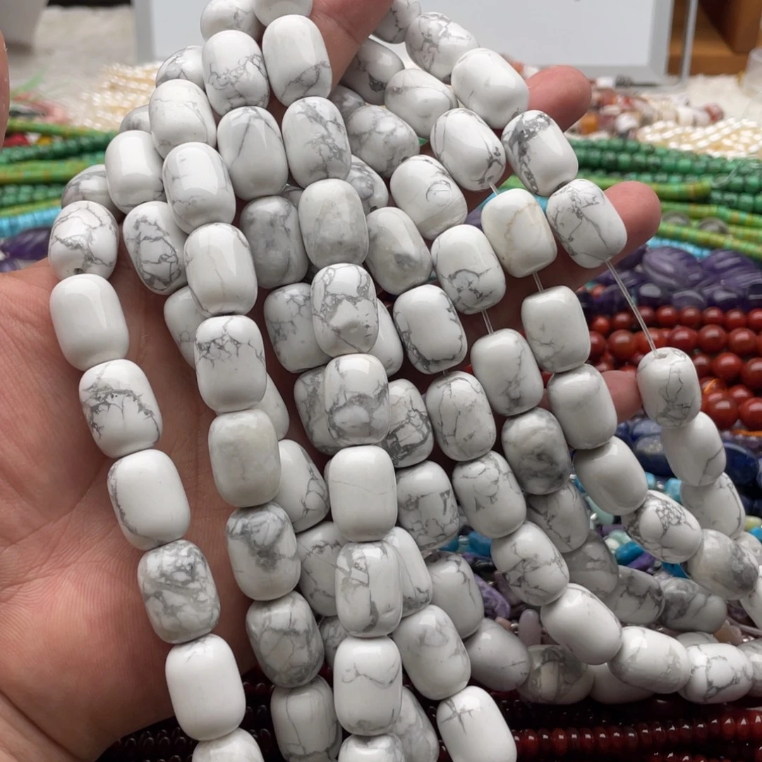 玛瑙/玉髓合金珠宝半成品一条装高瓷白水桶珠13*17mm