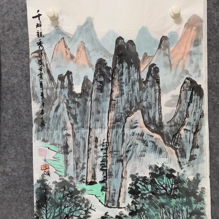 国画山水70厘米高度