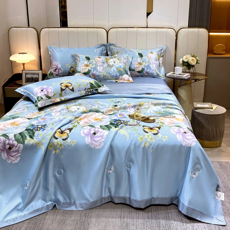 （上新价）新款夏凉被四件套可机洗凉感薄被子空调被丝滑冰丝