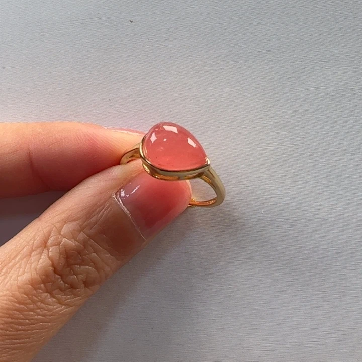 菱锰矿（红纹石）戒指银S925镶嵌秘*