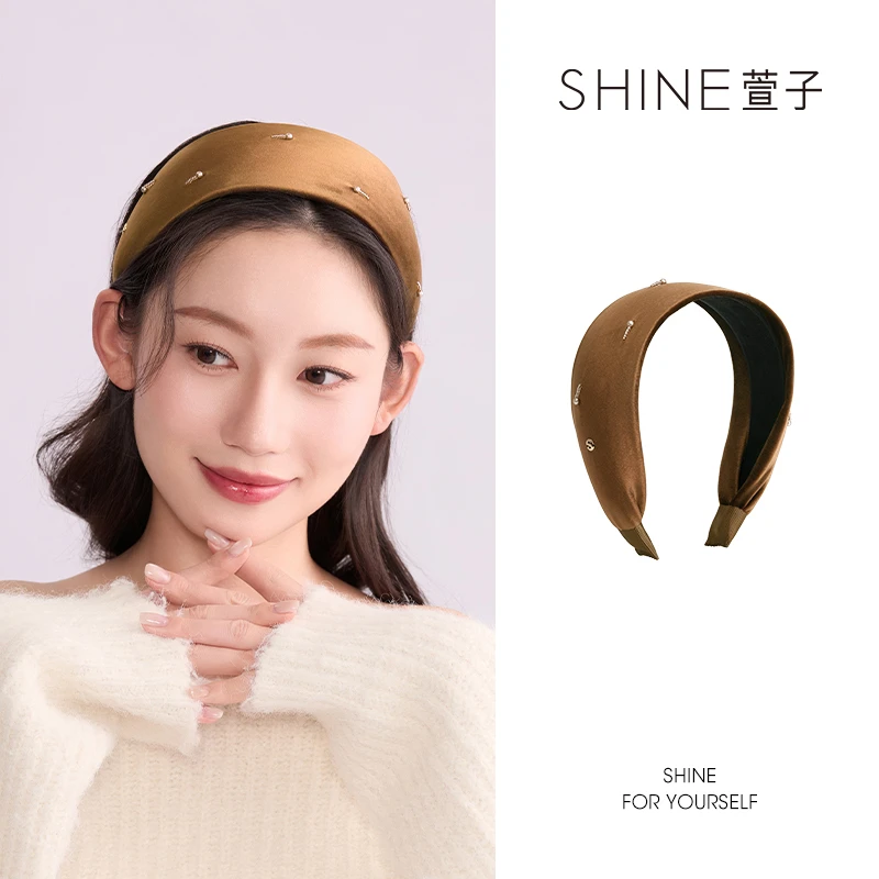 萱子复古风女休闲风轻职风少女风发箍宽边气质缎面饰品