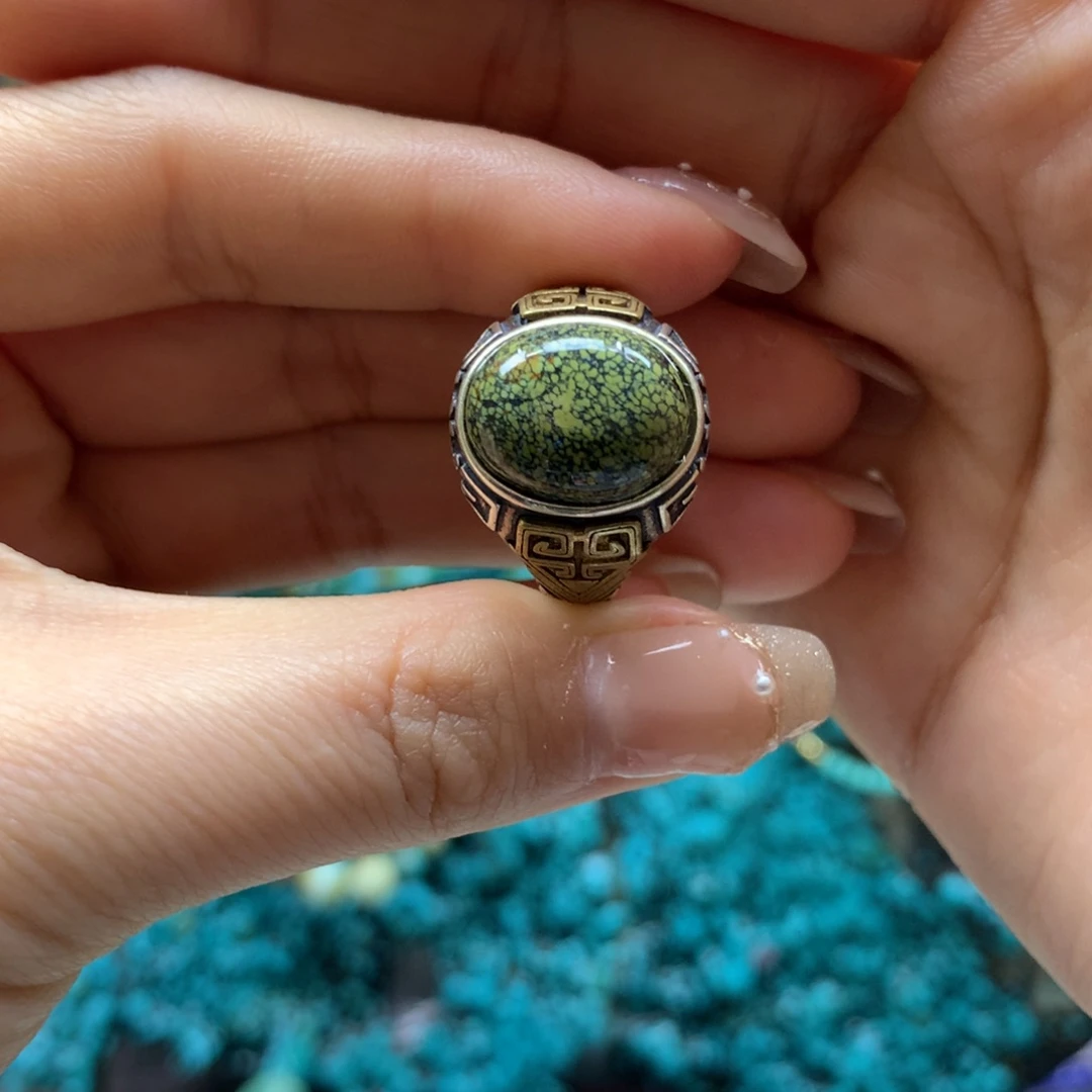 绿松石戒指银S925镶嵌