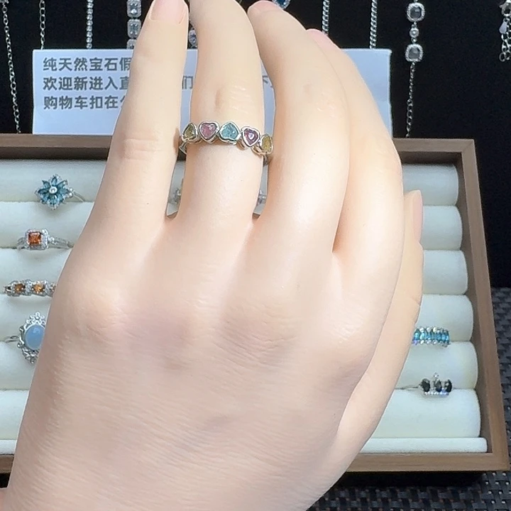 碧玺戒指银S925镶嵌