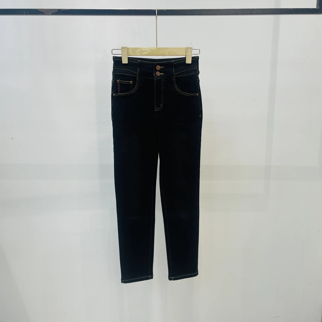 【春季上新】休闲百搭直筒高腰微弹复古做旧加绒加厚牛仔裤MZ-83176