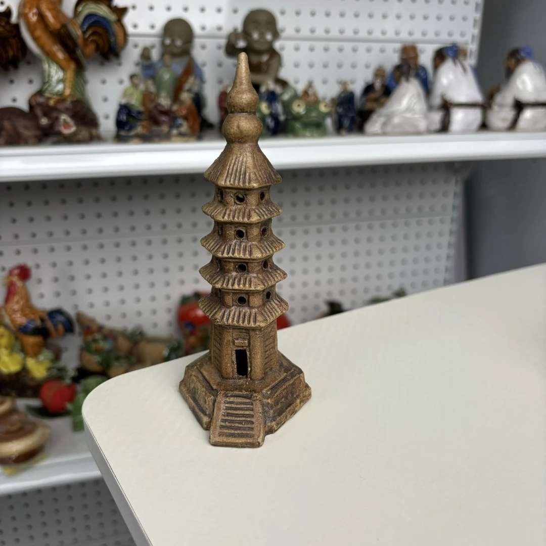 陶瓷16厘米高复古塔鱼缸盘景假山造景摆件