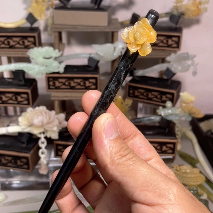 蛇纹石玉合金发饰
