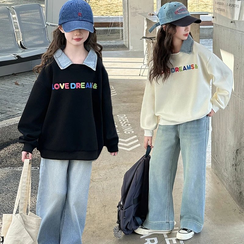 女童春装彩色字母卫衣2025新款小女孩宽松休闲外套时髦洋气上衣潮