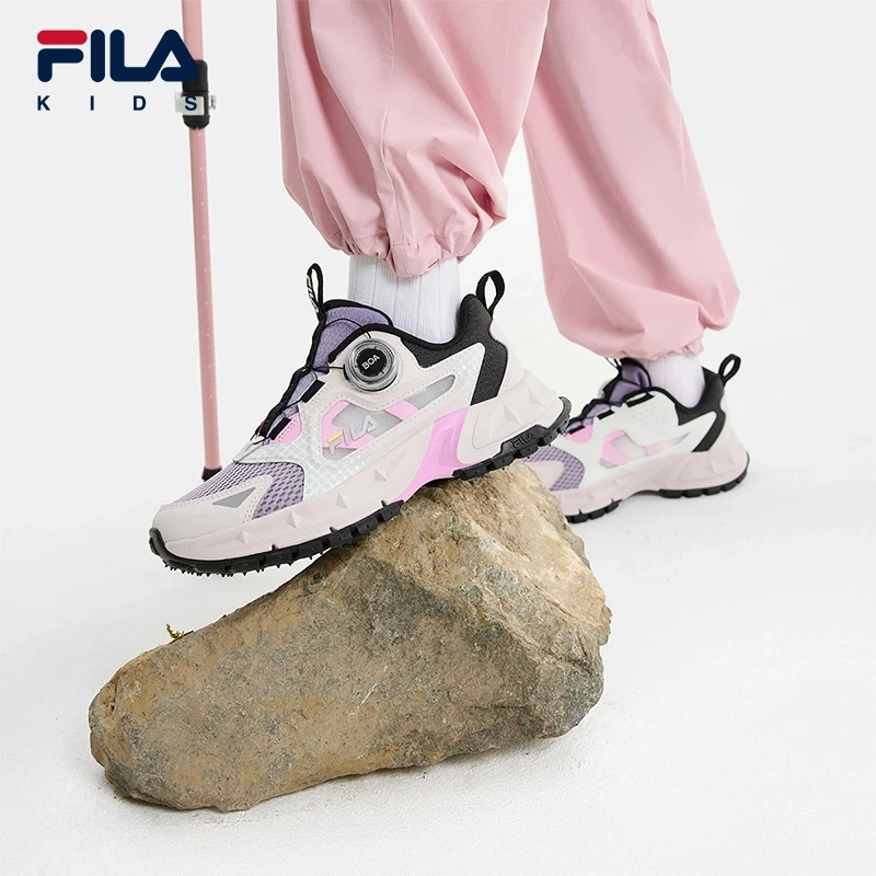 【新款猎豹跑鞋】斐乐儿童2025夏季透气中大童女童户外鞋K55G522502