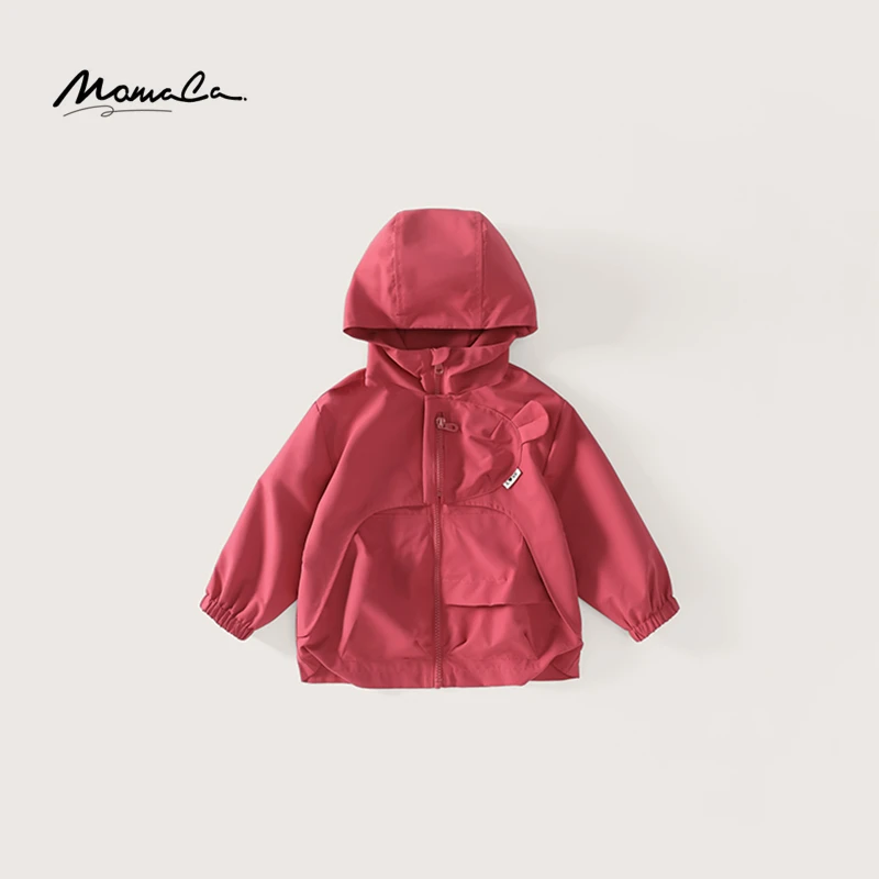 MOMOCO秋季新款男童女童时尚纯色连帽百搭休闲外套75830107011