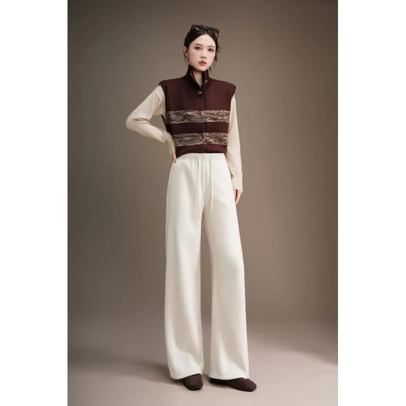 爆款秋冬绵羊毛女士休闲亲肤柔软针织羊毛直筒裤M267